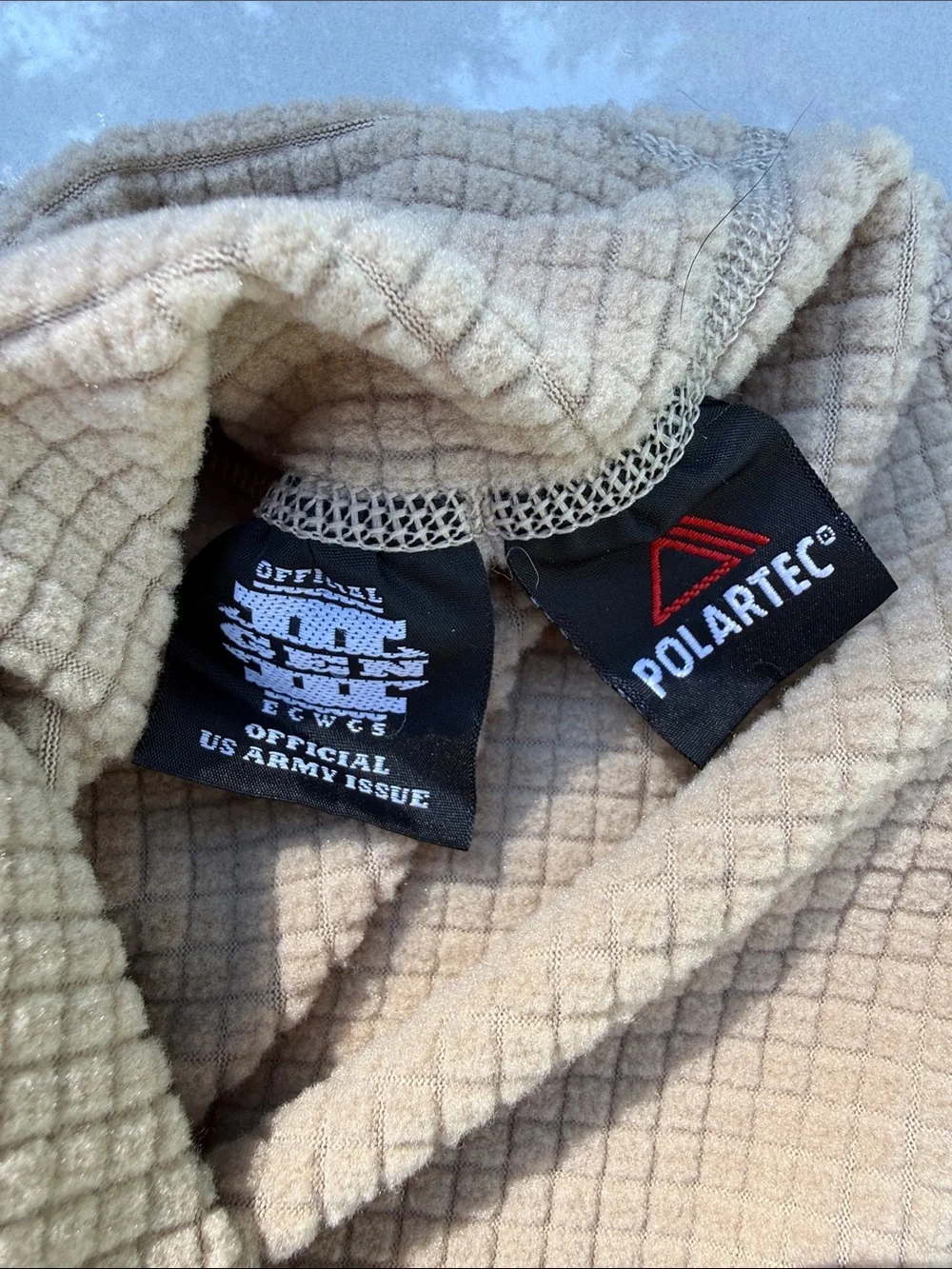 Beige Waffle Knit Quarter-Zip thermal Pullover